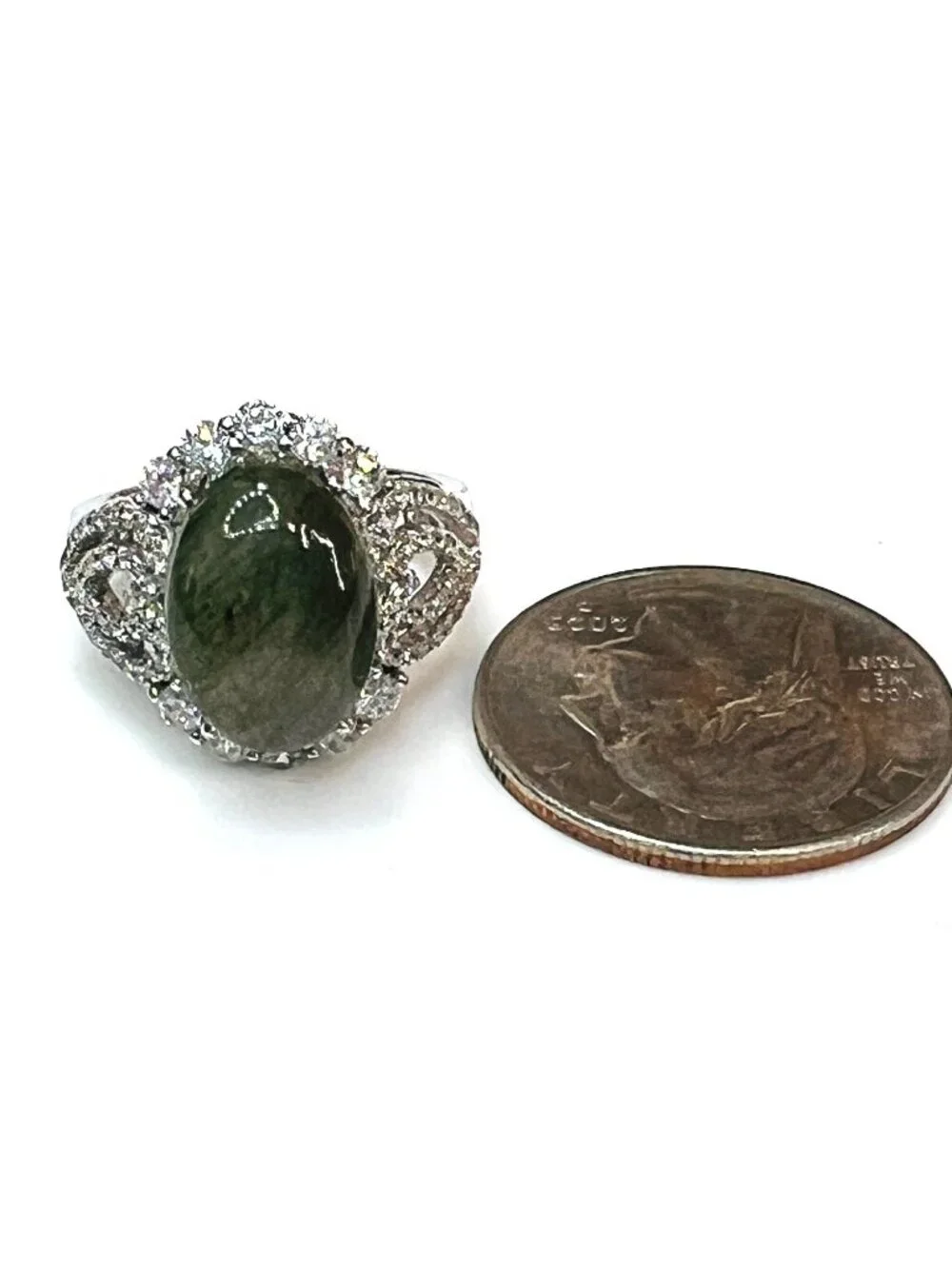 Genuine Labradorite stone on a 925 sterling silver band, size 7